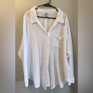 Shade & Shore Women's White Gauze Button-Up Swim Coverup